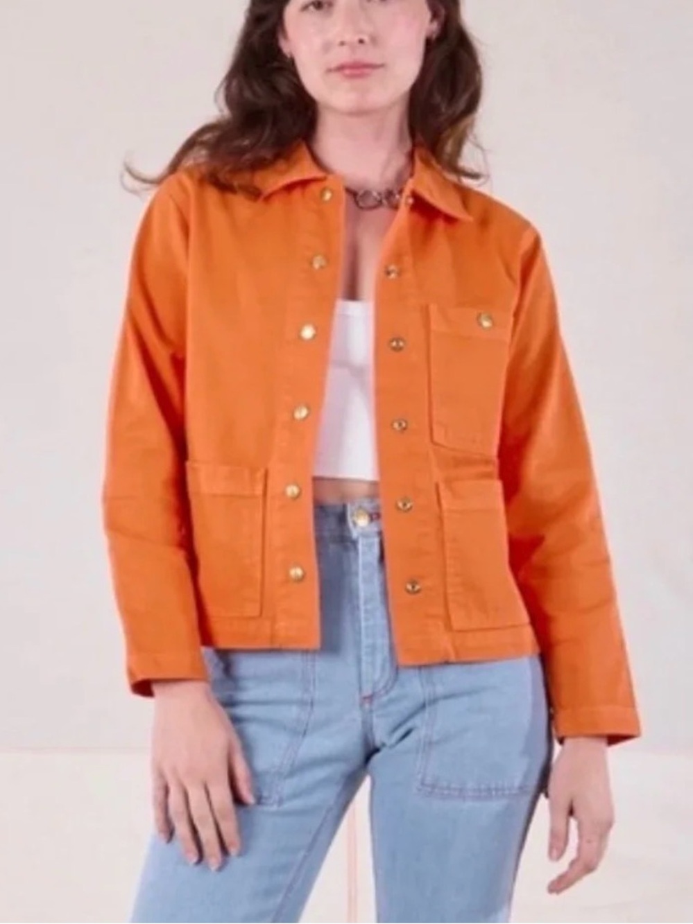 Big Bud Press Orange Button Up Utility Work Jacket Medium Unisex